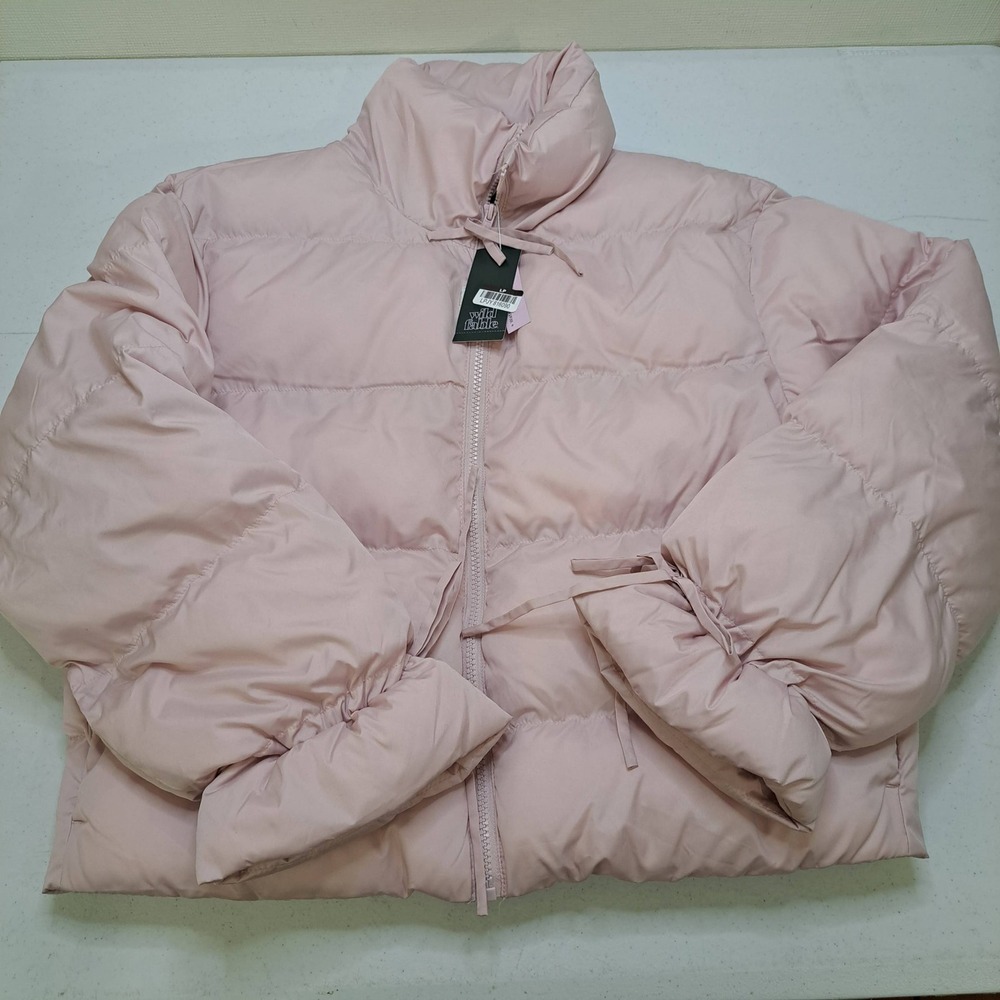 Wild Fable Womens Puffer Jacket M Pink NWT Full Zip Quilted Mock Neck 1977-360